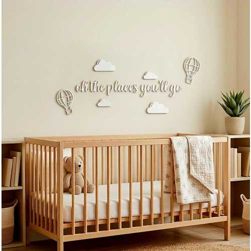 Oh the places you'll go Wooden or Acrylic Wall Art – Nursery Quote Decor