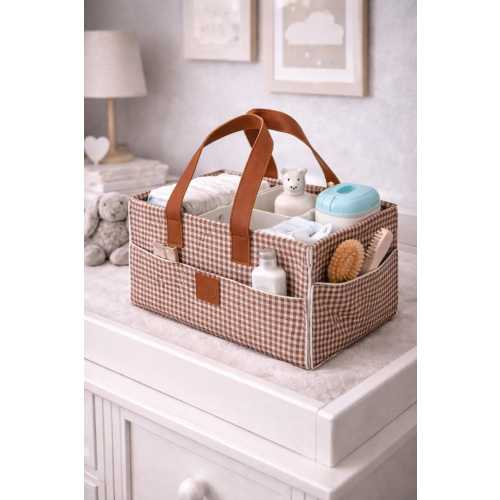 Baby Diaper Caddy Organizer | Nursery Storage Basket with Handles | Portable Diaper Organizer | Neutral Baby Shower Gift