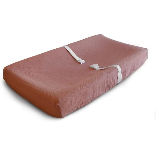 mushie Extra Soft Muslin Fitted Changing Pad Cover (Cedar)