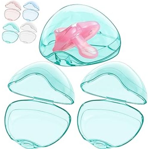 Smlpuame Pacifier Case,3 Pack BPA Free Pacifier Holder Case,Transparent Container Box for Baby Binky（Not Included),Essential Pacifier Accessories,Alway Keep Paci Clean,Easy to Clean(Green)
