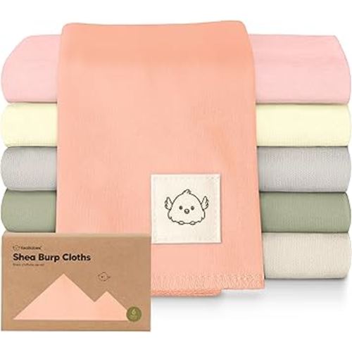 Organic Burp Cloths Baby Boy, Girl - 6-Pack Large Cotton Burping Cloths for Babies, Spit Up Rags, Super Absorbent, Ultra Soft Newborn Rag, Gender Neutral, Machine Washable, Durable (Embrace)