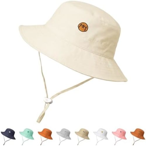 RIVBOS Baby Sun Hat UPF 50+ Cute Animal Pattern Summer Beach Kids Toddler Bucket Hat for Boys Girls 0-7 Years