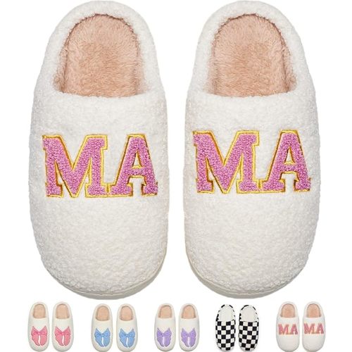 Cute Bow House Slippers Memory Foam Fuzzy Shoes for Women Non-Slip Warm Indoor Outdoor