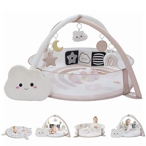 6-in-1 XL Play Mat & Play Gym, Baby Gym, Baby Activity Gym, Sensory Exploration and Motor Skill Development Toys (Blush)