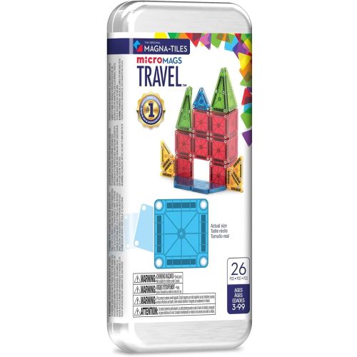MAGNA-TILES microMAGS 26-Piece Travel Magnetic Construction Set – Bold Colors, The Original Magnetic Building Brand