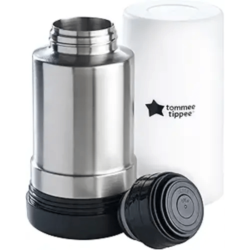 Tommee Tippee Portable Travel Baby Bottle and Food Warmer, Thermal Insulation, Stainless-Steel Flask with Leak-Proof Lid
