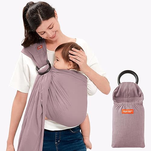 Mamaway Baby Ring Sling Carrier - Newborn and Toddler Sling (Supports up to 165lbs), IHDI Certified, Rayon & Linen Made, Soft & Breathable, Nylon 66 Safety Rings, Storage Pocket Design