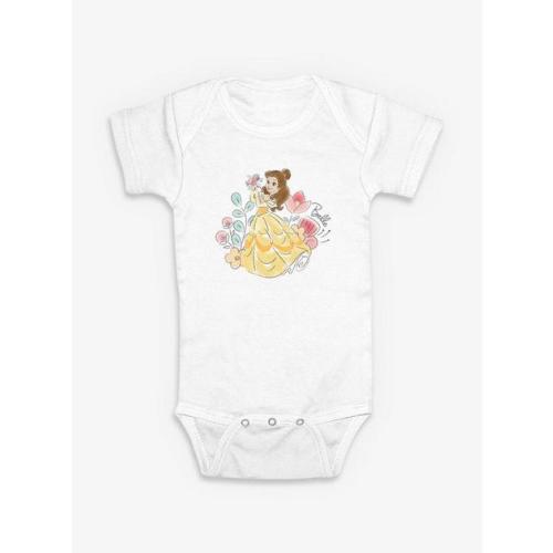 Disney Beauty And The Beast Cute Belle With Flowers Infant Bodysuit - WHITE | BoxLunch