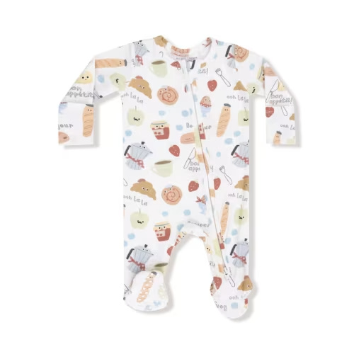 Zipper Footie Bonjour Breakfast