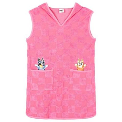 Bluey Toddler Girls Loop Terry Cloth Hooded Swim Cover Up UPF 50+ Pink 3T