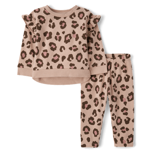 Toddler Girls Leopard 2-Piece Outfit Set - Pink