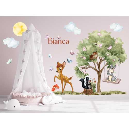 Personalised Bambi Wall Decal: Woodland Nursery Decor