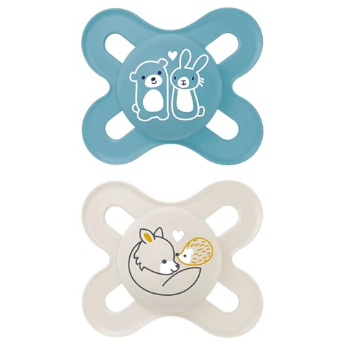 MAM Original Start Newborn Baby Pacifier, Best Pacifier for Breastfed Babies, Sterilizer Case, 0-3 Months, Boy, 2 Count (Pack of 1)