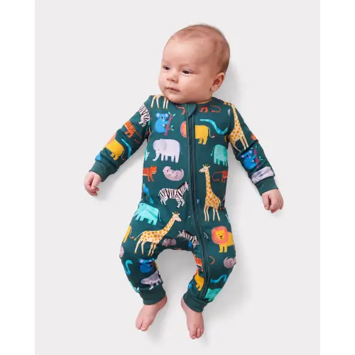 Little Explorers Bamboo Zip-Up Baby Pajamas