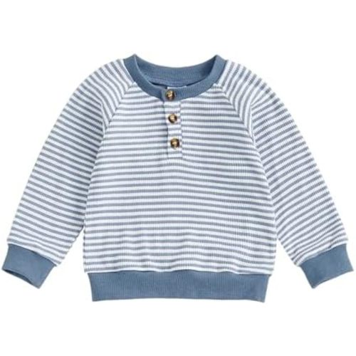 Toddler Baby Boy Girl Sweatshirt Sweater Long Sleeve Crewneck Waffle Knit Outfit Pullover Tops Fall Winter Clothes