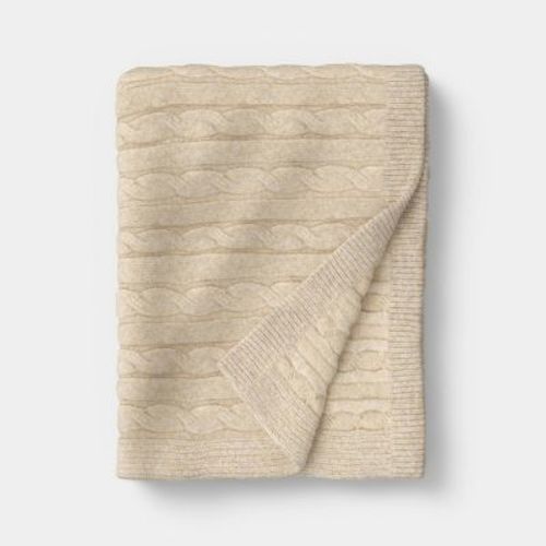 Cozy Cable Knit Throw Blanket Khaki - Threshold™