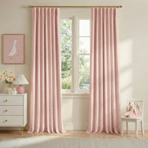 Wade Logan® Birglinde Faux Linen Textured Thermal 100% Blackout Curtains for Bedroom Living Room Rod Pocket/Ring Clips & Reviews | Wayfair