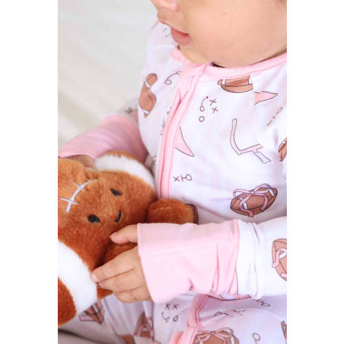 Tiny Touchdowns Convertible Zip Romper in Pink | Caden Lane