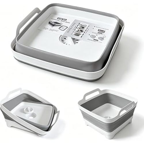 2.4Gal Collapsible Dish Basin with Drain Plug, Baby Bottle Wash Basin