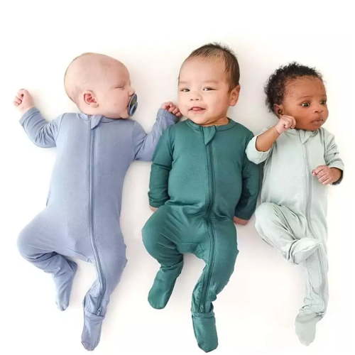 Aayomet Baby Cotton Rompers Footless Pajamas Zipper Long Sleeve Sleeper Jumpsuit Baby Boy Clothes Organic,Gray 3