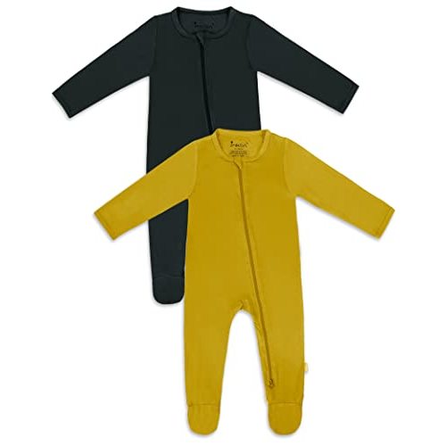 Jimonda Bamboo Baby Pajamas,Unisex Boys Girls One-Piece Footies,Long Sleeve Sleepers 2-Way Zip closure Romper …