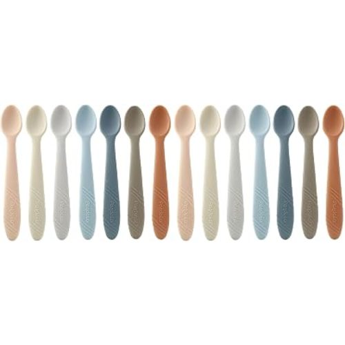 PandaEar 7 Pack Silicone Baby Spoons, First Stage Self Feeding Utensils