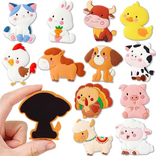 JOYIN 12 Pcs Animal Fridge Magnets for Kids, Cute Rubber Refrigerator Magnets for Kids Magnetic Toys Whiteboard Educational Learning Toys Party Favor Birthday Children Gifts