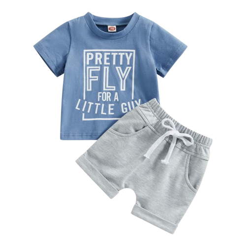 Gerichy Baby Boy Outfits Toddler Baby Boy Summer Clothes 0 6 12 18 24 Months 2T 3T Letter Print Shorts Set Outfits Baby Boys Short Sleeve Crewneck Print Boys Top Shorts 2 Piece Clothes Set