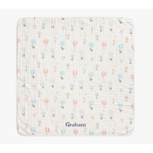 Hot Air Balloon Oversized Organic Muslin Baby Blanket