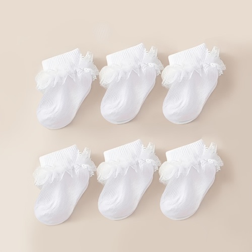 6 pairs baby girl socks soft breathable - Temu