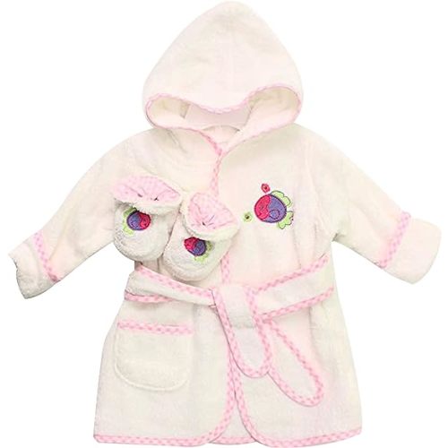 Spasilk 100% Cotton Hooded Terry Bathrobe with Booties Baby One Size Gifts — Shower