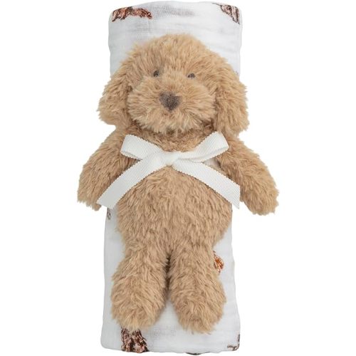 Mud Pie Doodle Dog Baby Swaddle & Rattle Set