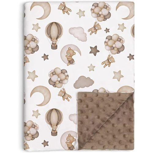 Bear Baby Blanket for Unisex Boys Girls, Brown Bear Toddler Soft Minky Blanket with Double Layer Dotted Backing, Nursery Newborn Baby Crib Receiving Blanket, 30"x40"