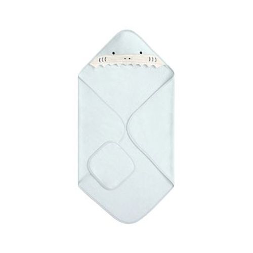 Super Soft Critter Shark Baby Hooded Towel And Wash Cloth Set , Light Blue