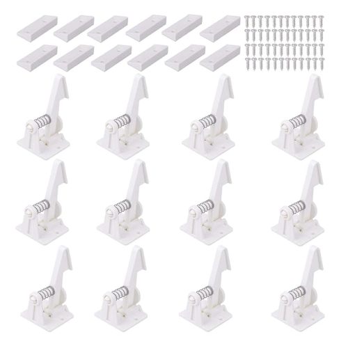 Vmaisi 12 Pack Cabinet Locks Child Safety Latches - Baby Proofing Cabinets Drawer Lock with Adhesive Easy Installation - No Drilling or Extra Screws (White)