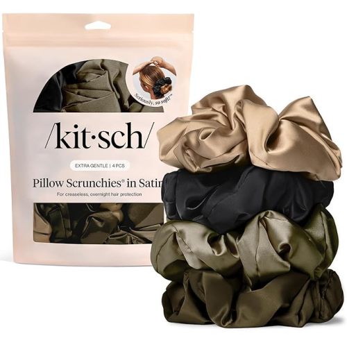 Kitsch & Disney Satin Scrunchies for Women - No Crease Hair Ties for Girls | Big Scrunchies with All Hair Types and Textures, Perfect for Day or Night | Ideal Gifts for Women - 2 Pcs, Desert Crown