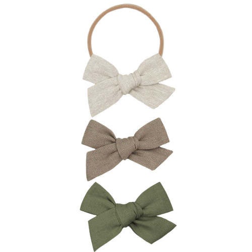 Linen Bow 3 Pack: Stone Headbands