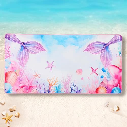 Soft Mermaid Tail Beach Towel for Girls - 30"x60" Quick Dry Lightweight Sand Free Pool Bath Shower Towels for Kids Swimming Travel Favors Birthday Vacation Gift