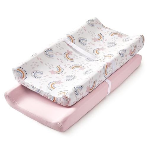 Changing Pad Cover Set in Soft Jersey Material - Fits 32"/34''x16 Contoured Pad for Babies, Playful Animals