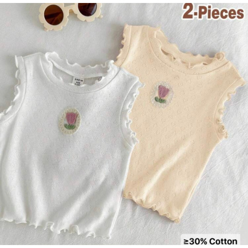 Loomiva 2pcs Baby Girl Cartoon Strawberry Knitted Soft Crew Neck Sleeveless Top Set,Kids | SHEIN USA