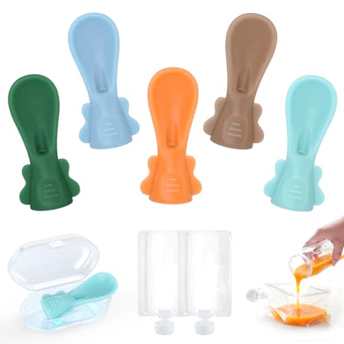 Baby Food Starter Kit - with 2 Reusable Food Pouches&5 Food-Grade Silicone Spoons, BPA-Free, Kickstart Your Homemade Nutrition Journey, Ideal Portable Feeding Solution for Babies & Toddlers