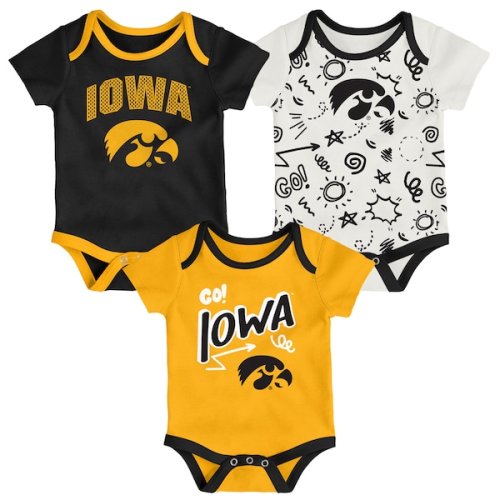 Iowa Hawkeyes Outerstuff Newborn & Infant Three-Pack All Day Play Bodysuit Set