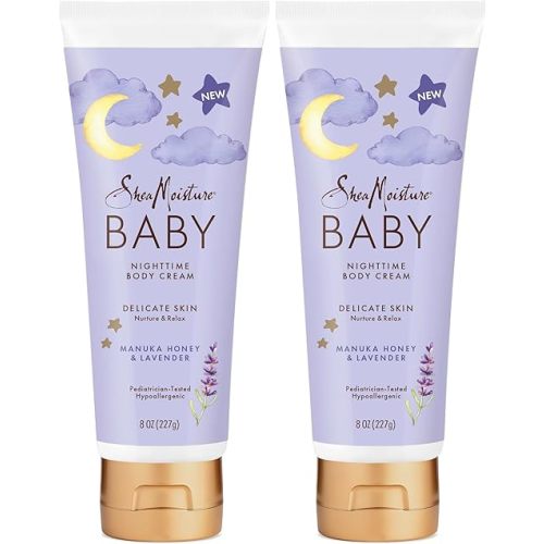 SheaMoisture Baby Moisturizer Manuka Honey & Lavender for Delicate Hair and Skin Nighttime Hair and Skin Care Regimen 8 oz,(Pack of 2)
