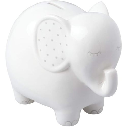 Pearhead Ceramic Elephant Bank, Gender Neutral Baby Nursery Décor Coin Bank, Elephant Piggy Bank for Kids Keepsake, White