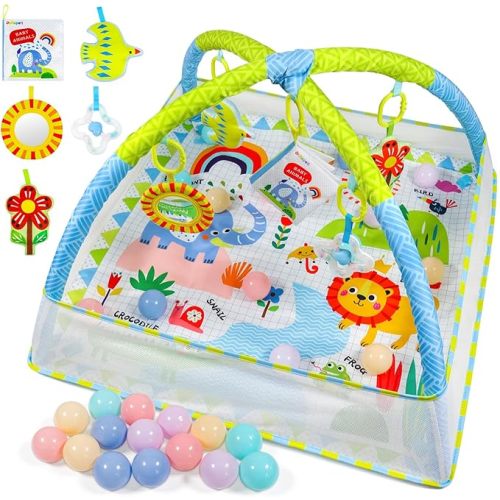 Dr.Rapeti Baby Play Mat, Baby Play Gym, Playmat & Floor Gyms, Baby Ball Pit | 32x32inches Activity Gym Mat, Play Mat with Play Arch, Thick Non Toxic Playmats, Sensory Exploration Motor Skill Development