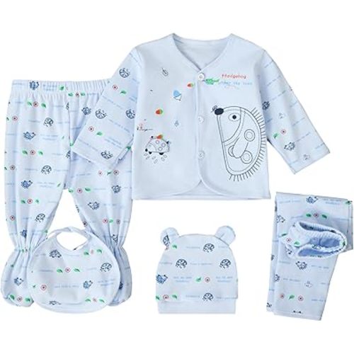 Unisex Baby Clothes 5 Piece Layette Sets Cotton Newborn Clothes Gift Set For 0-3 Months