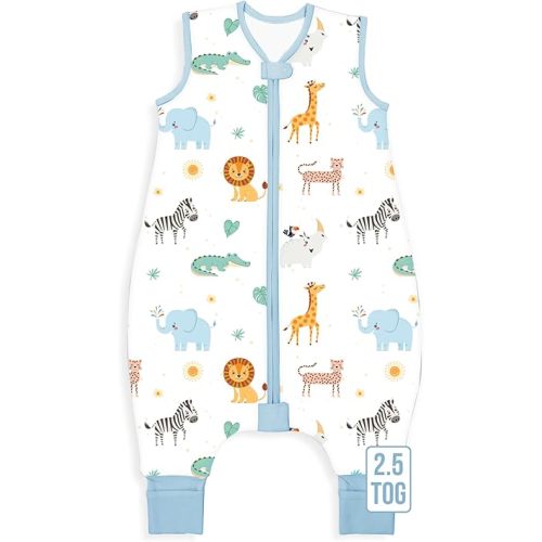 Mama Cheetah Toddler Sleep Sack with Feet, 6-18 Month, 2.5 TOG Organic Cotton Baby Sleeping Bag with Legs, Baby Wearable Blankets for Walkers w/ 2-Way Zipper, Baby Sleep Sack for Girls & Boys, Small