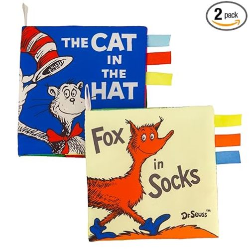Infantino Soft Activity Books Dr. Seuss Cat in the Hat & Fox Socks, 2-Pack