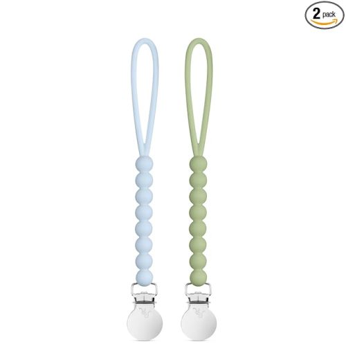Ryan & Rose Cutie Clip 2 Pack - Pacifier Clip Holder Silicone (Judy-Blue/Judy-Sage)