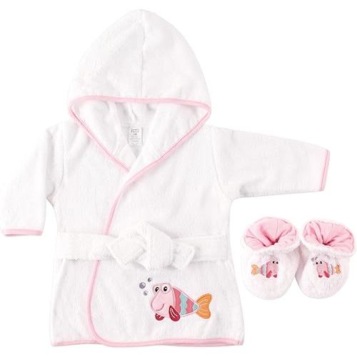 Luvable Friends Unisex Baby Cotton Terry Bathrobe, Fish, One Size